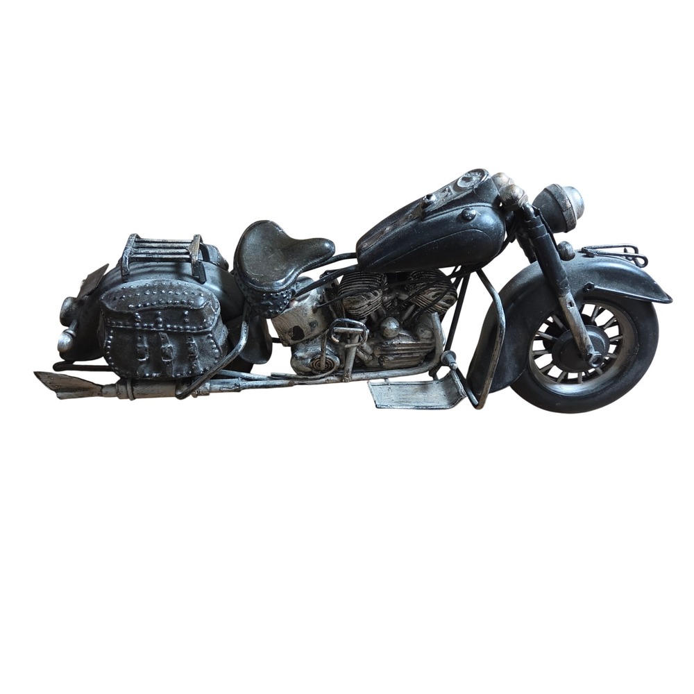 Vintage Metal Motorcycle Sculpture Industrial Handcrafted Cruiser Moto Biker Art